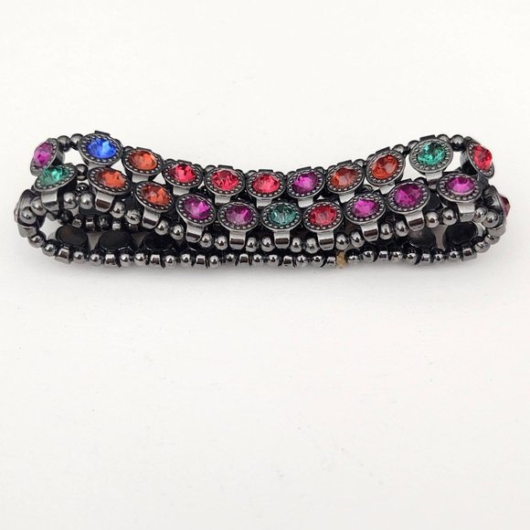 Hematite stretch bracelet with jewel toned beads - Picture 8 of 10
